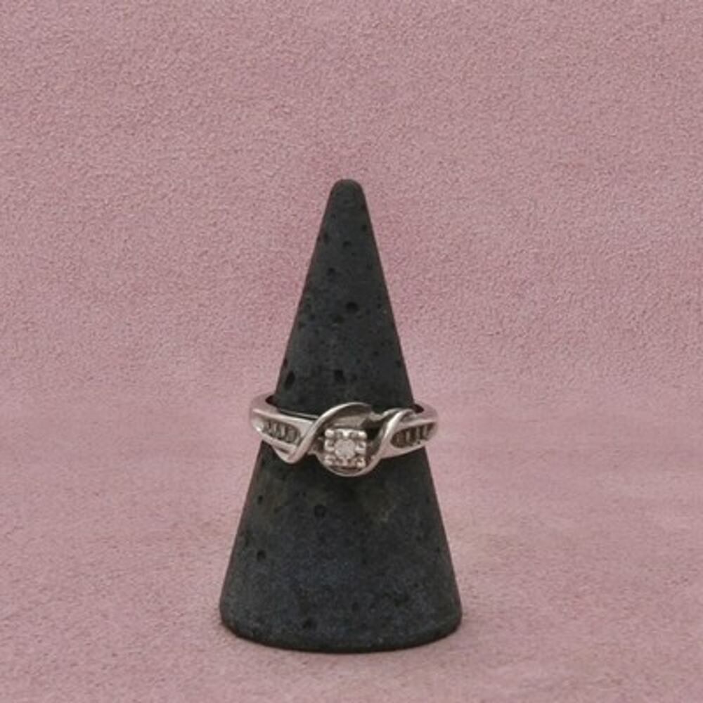 Zales Sterling Silver Diamond Bypass Openwork Ring Size 7